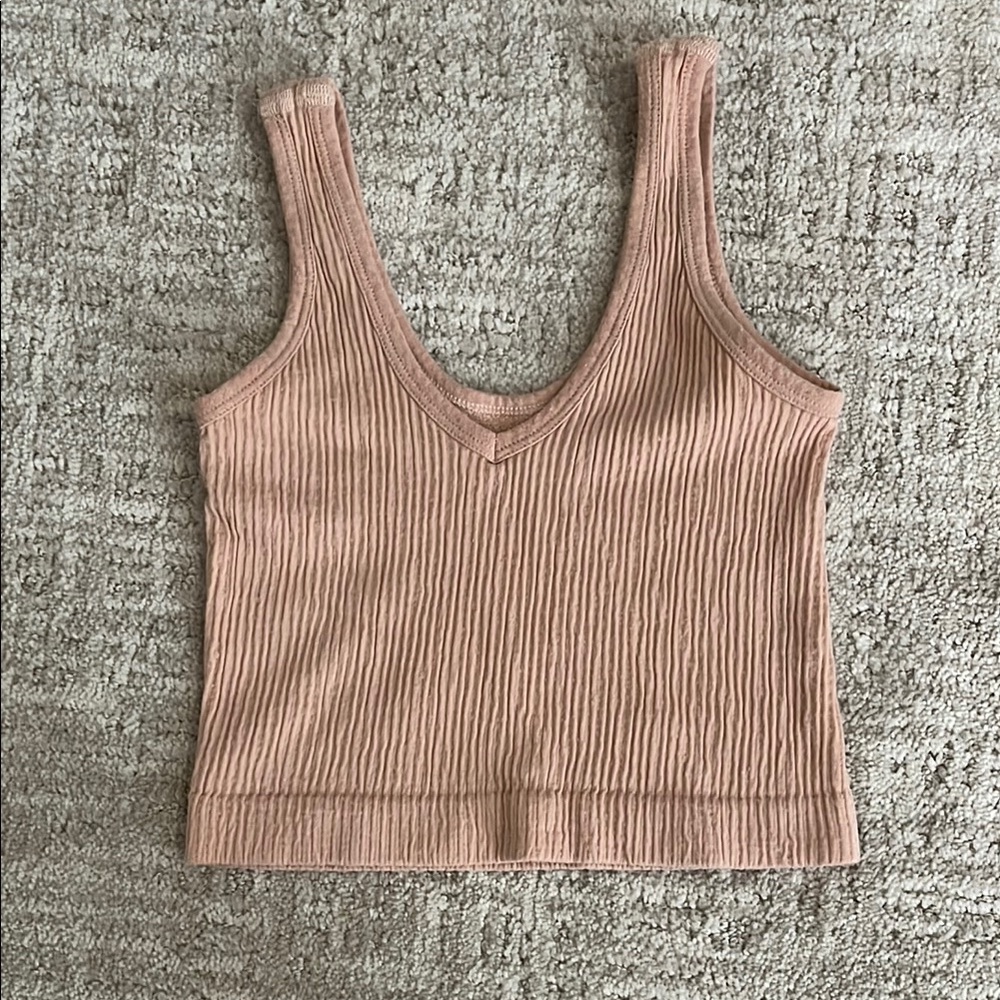 Ribbed Tan Sleeveless Top